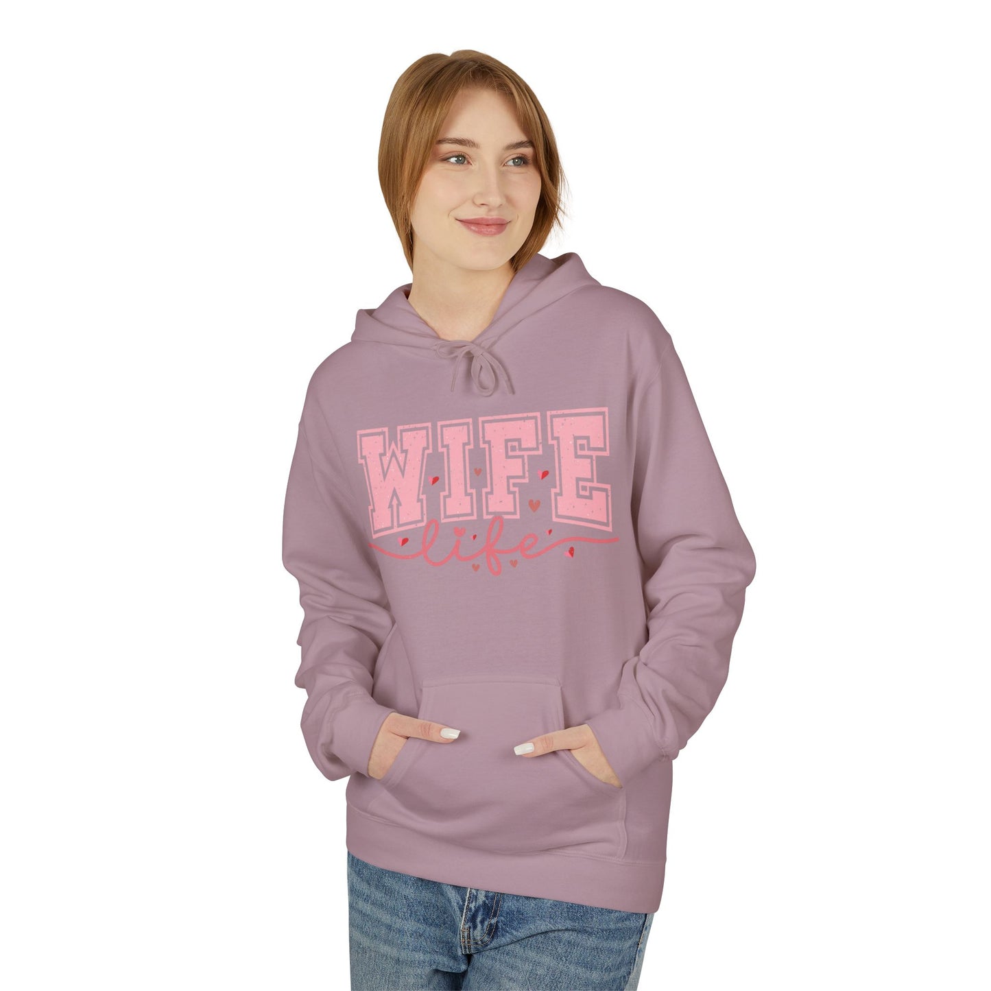 Wife Life Unisex Softstyle Fleece Hoodie | Cozy Gift for Her