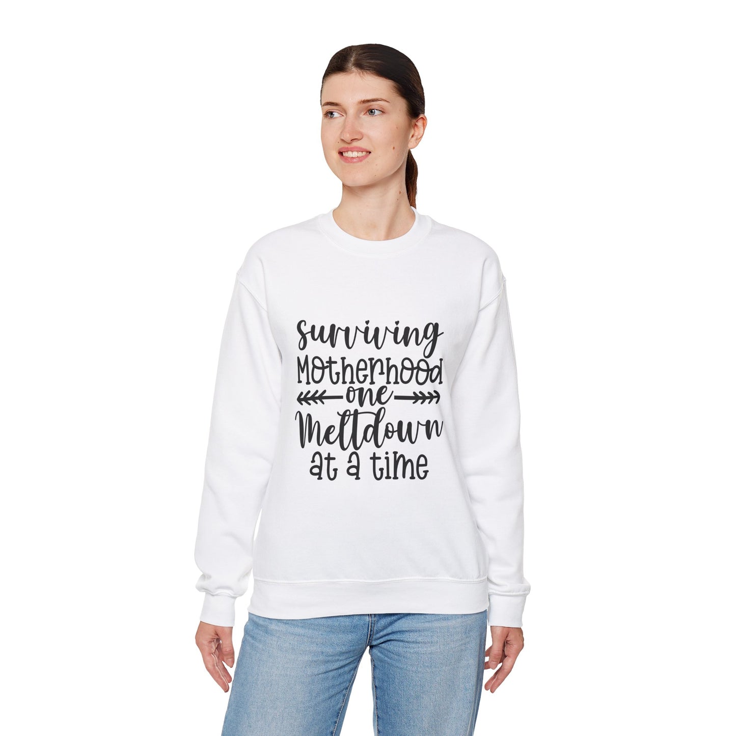 Surviving Motherhood Crewneck Sweatshirt – Cozy & Comfy for Moms