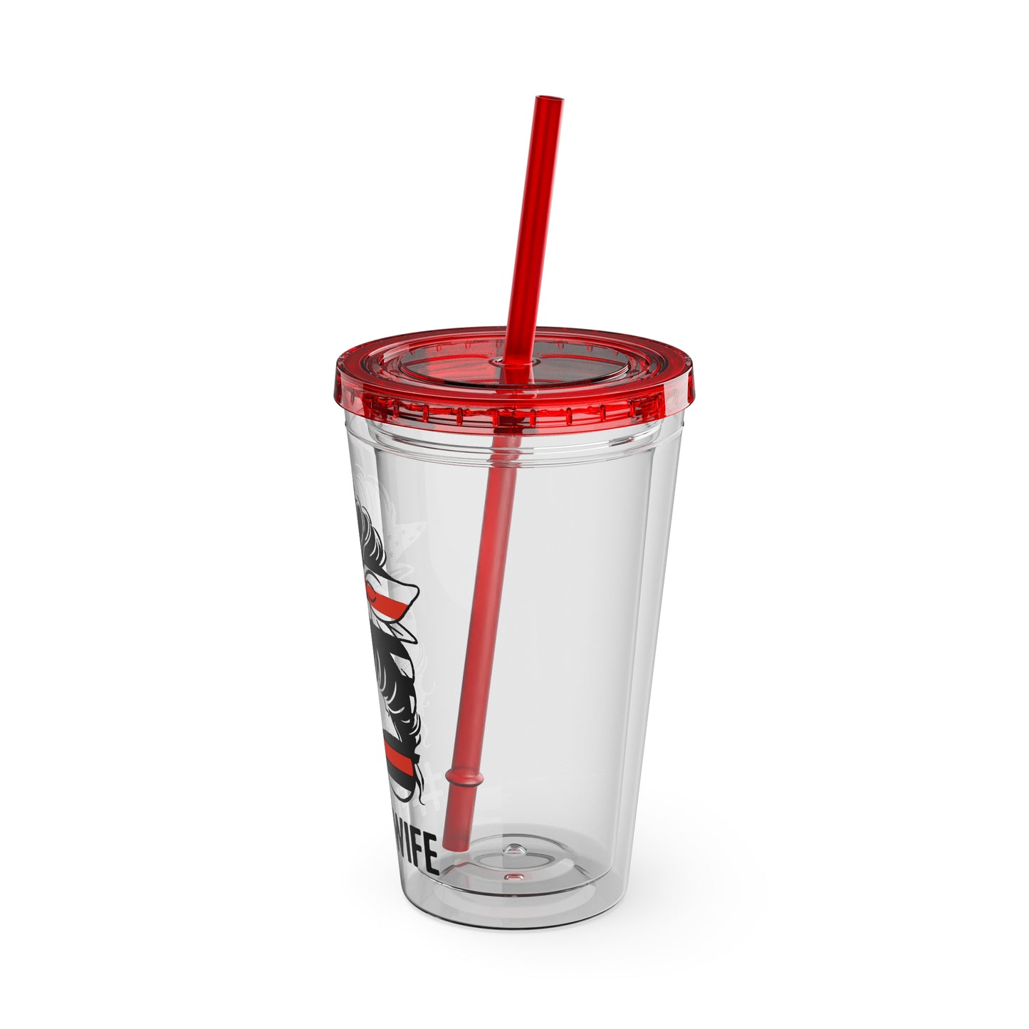 Sunsplash 16oz Tumbler with Straw - #FireWife Drinkware for Firefighters' Spouses