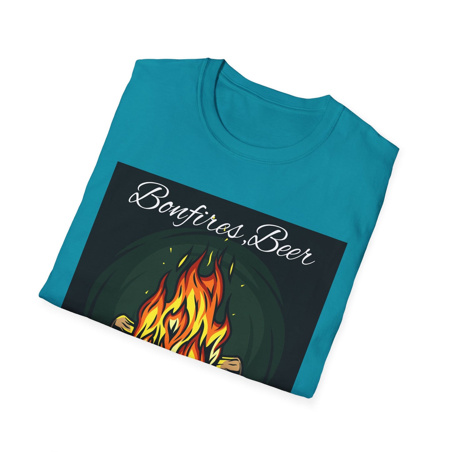 Bowfires, Beer, and Besties Unisex Softstyle T-Shirt - Perfect for Camping and Outdoor Gatherings