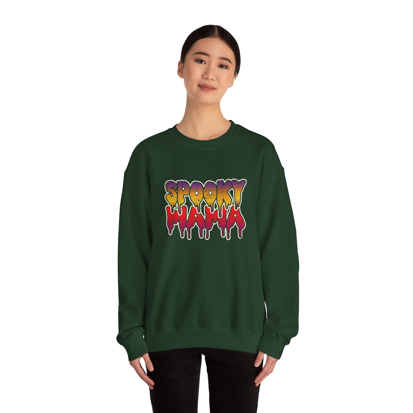 Spooky Mama Crewneck Sweatshirt, Halloween Sweatshirt, Gift for Moms, Cozy Fall Apparel, Unisex Holiday Clothing
