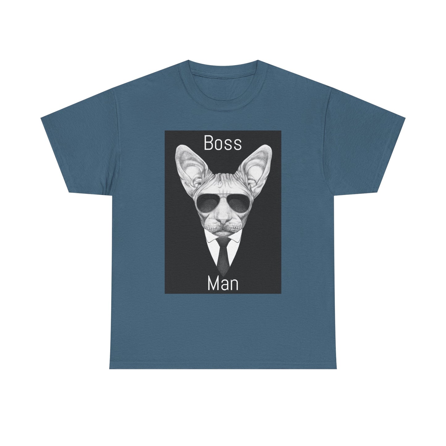 Cool Boss Man Cat Unisex Heavy Cotton Tee