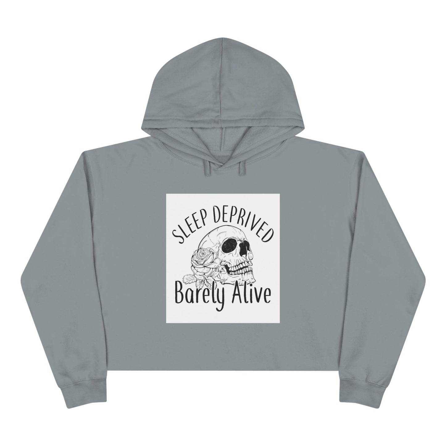 Sleep Deprived Barely Alive Crop Hoodie - Trendy Pullover for Night Owls