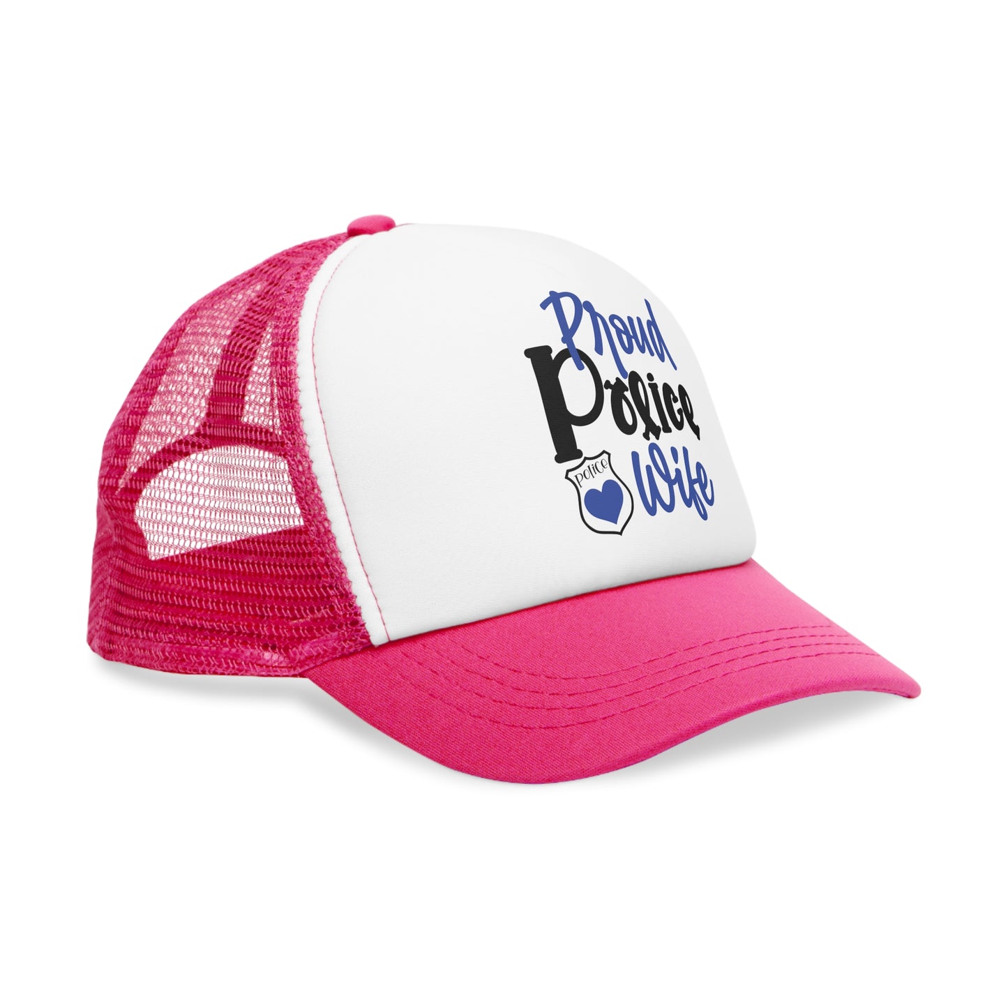 Proud Police Wife Mesh Cap, Trucker Hat, Police Family Gift, Support Police Spouse, Law Enforcement Wife Cap