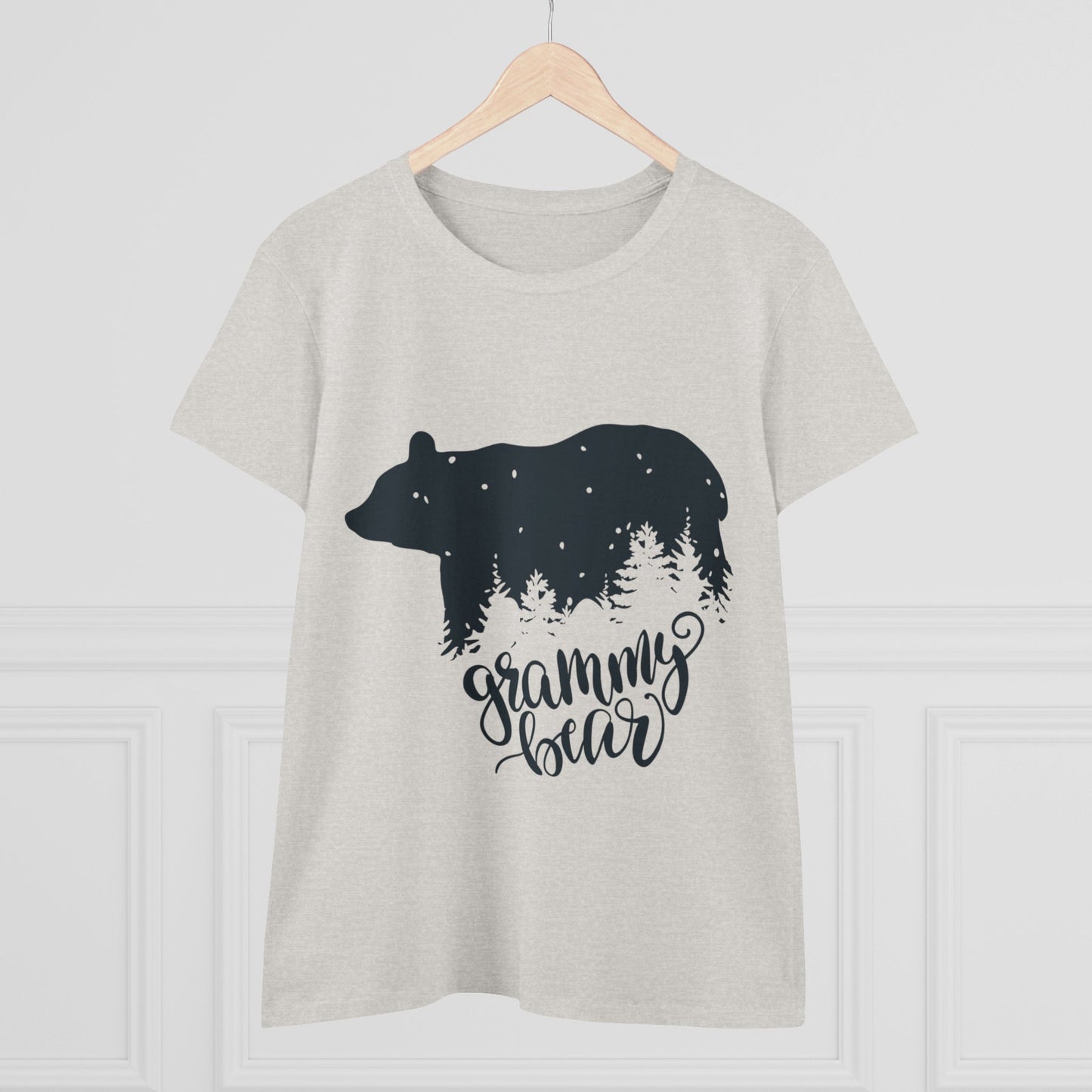 Grammy Bear Women's Midweight Cotton Tee - Cozy Nature Graphic Tee