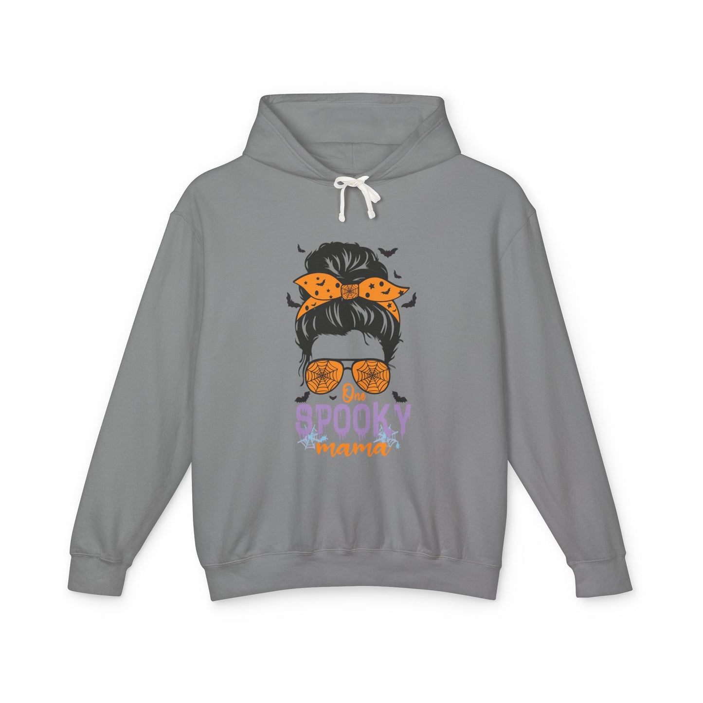 Spooky Mama Hoodie, Lightweight Sweatshirt for Halloween, Seasonal Casual Wear, Perfect Gift for Moms, Cozy Fall Fashion