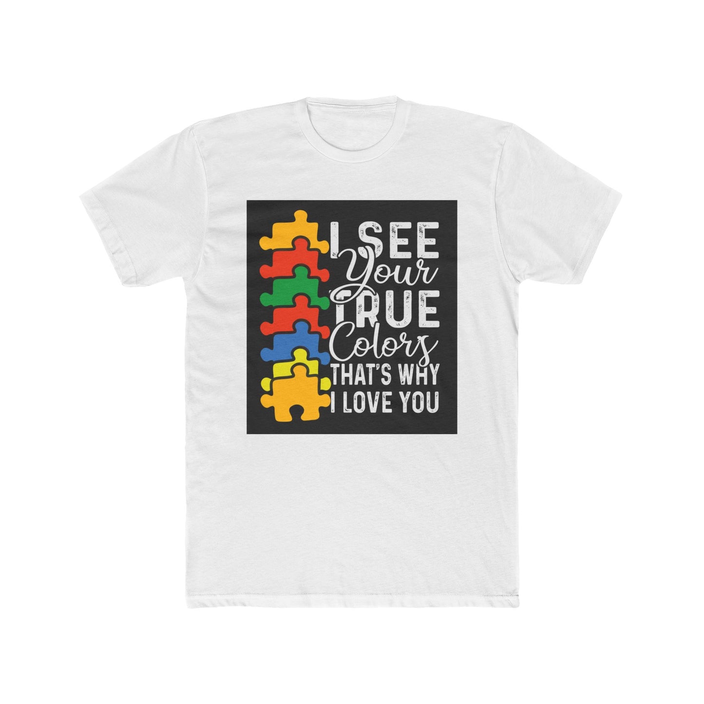 See Your True Colors Puzzle Design Unisex Cotton Crew Tee