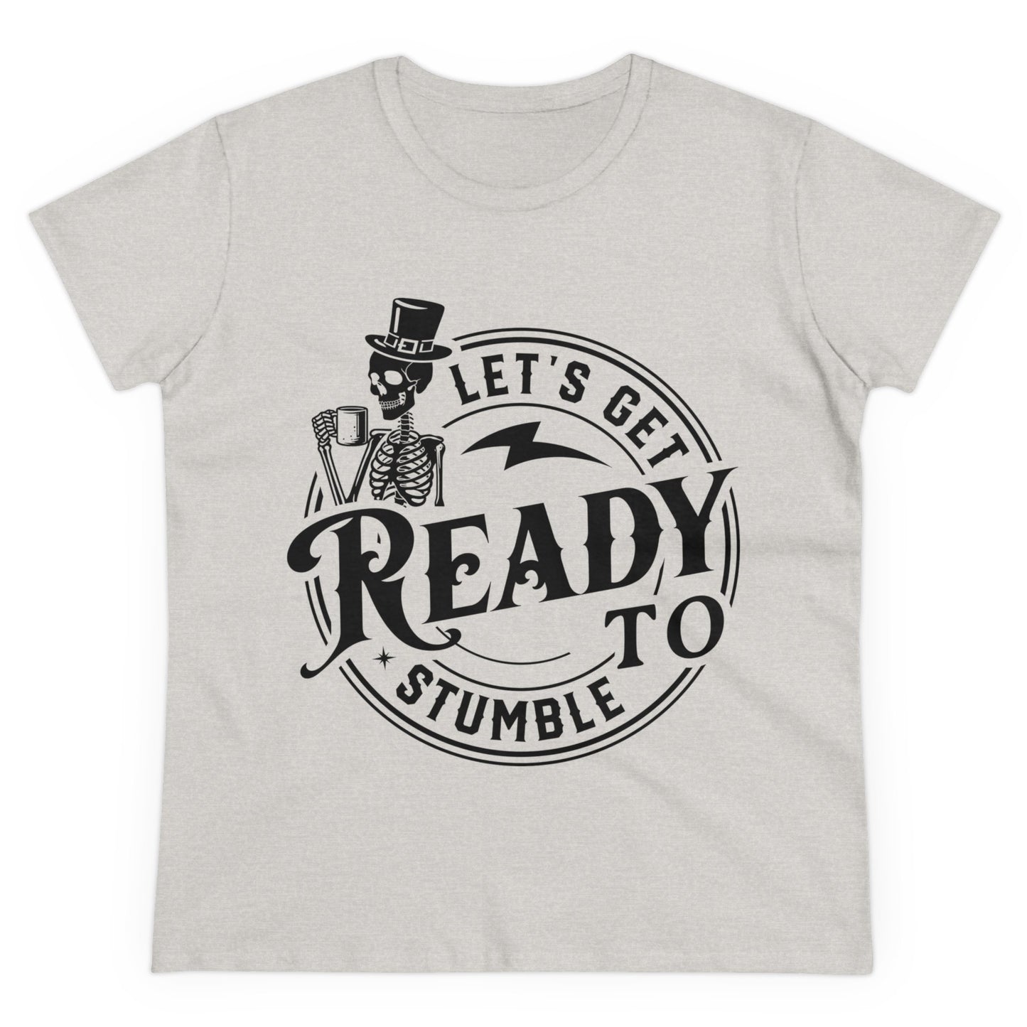 Ready to Stumble Skeleton Graphic Tee for Women - Fun Halloween Shirt