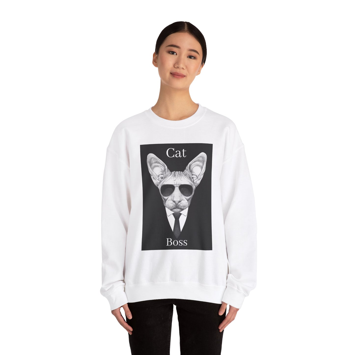 Cat Boss Unisex Crewneck Sweatshirt - Funny Cat Graphic Pullover