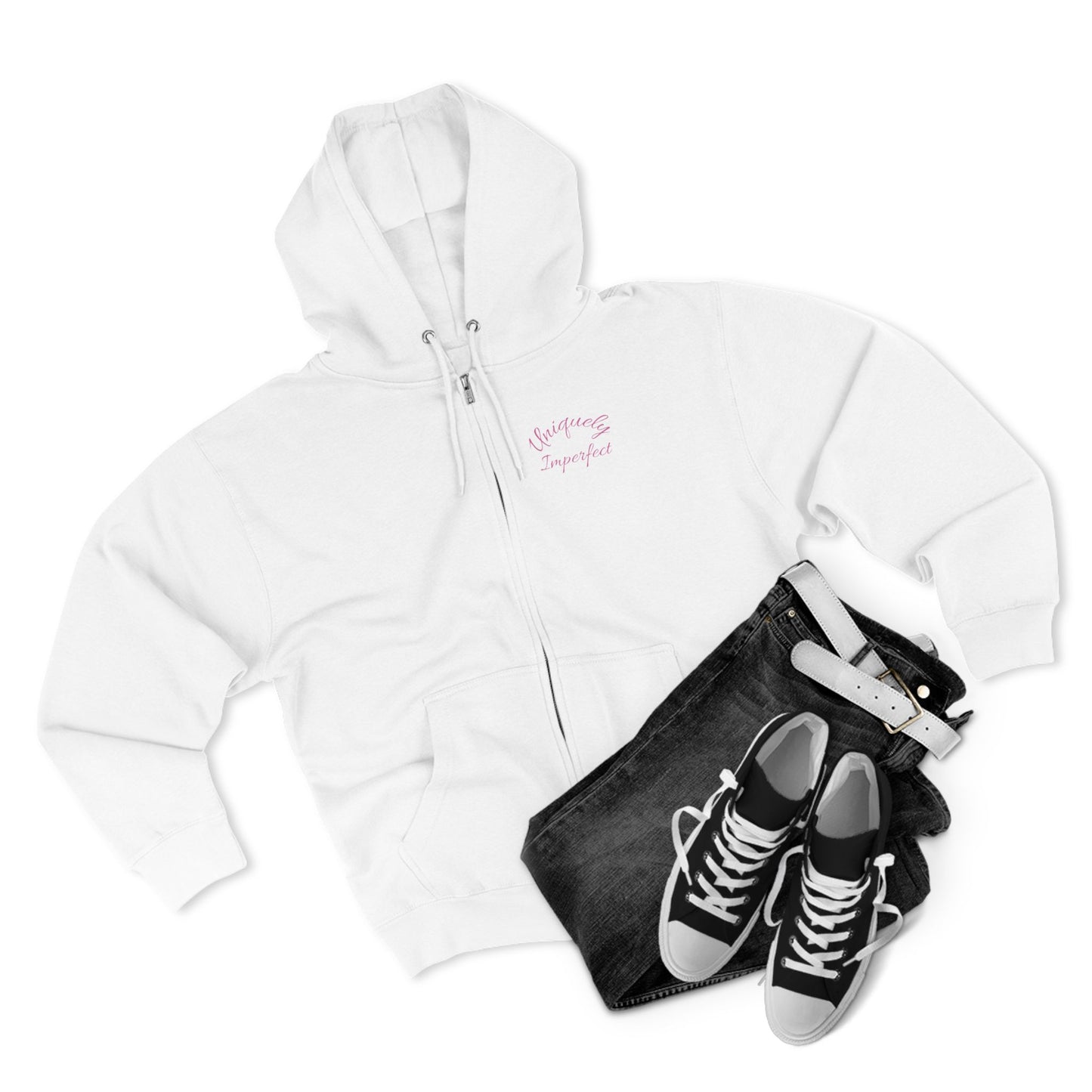 Unique & Imperfect Unisex Zip Hoodie - Edgy Skull Design