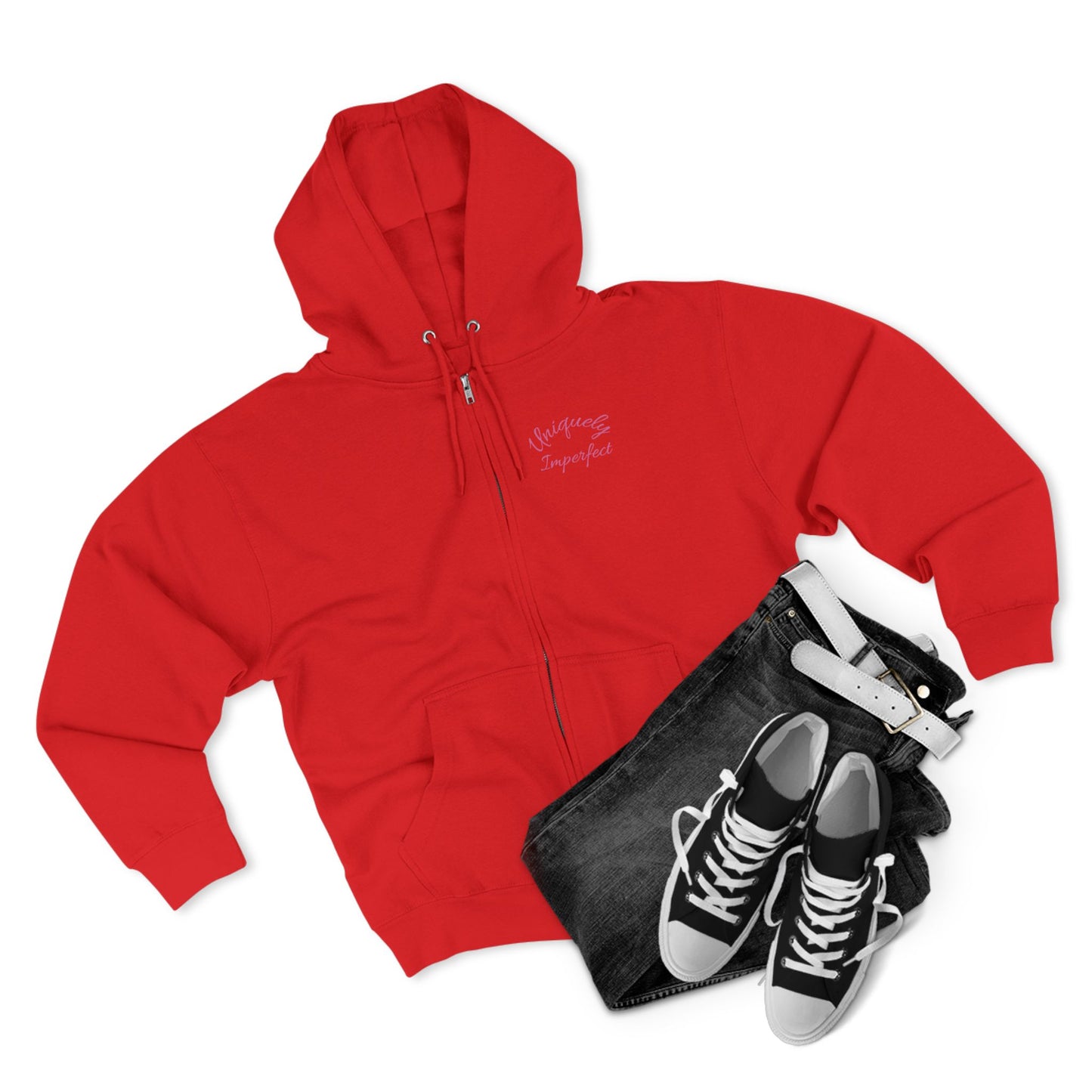 Unique & Imperfect Unisex Zip Hoodie - Edgy Skull Design