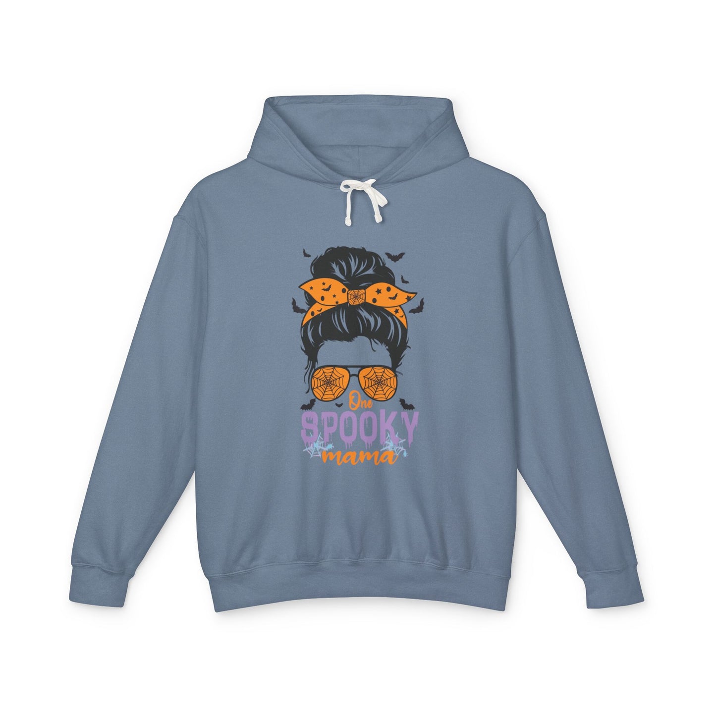 Spooky Mama Hoodie, Lightweight Sweatshirt for Halloween, Seasonal Casual Wear, Perfect Gift for Moms, Cozy Fall Fashion