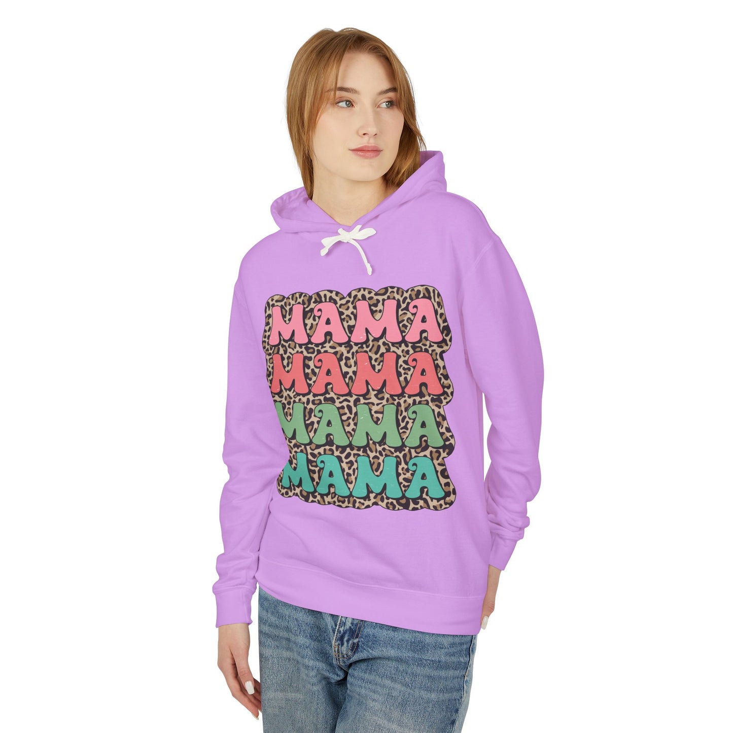 Mama Leopard Print Lightweight Hoodie for Moms