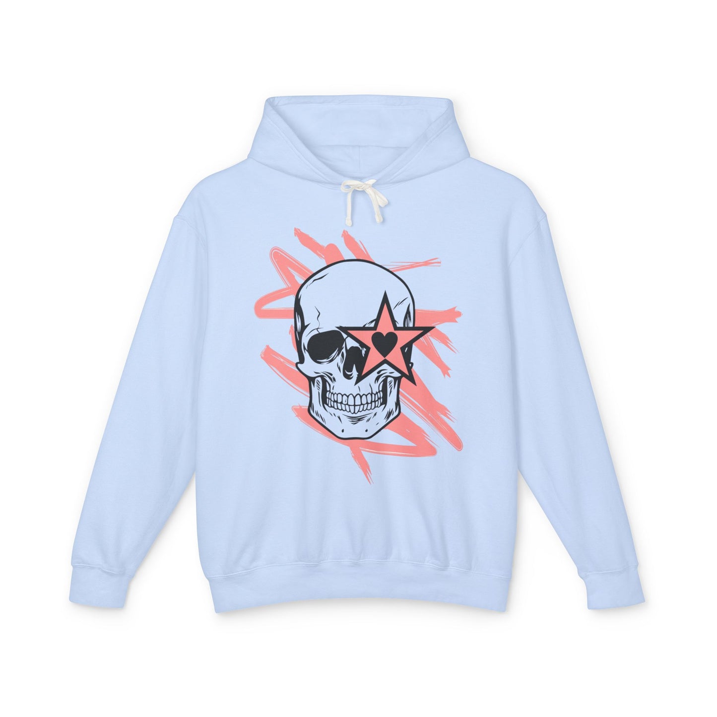 Skull and Star Lightweight Unisex Hoodie - Trendy Graphic Sweatshirt for Casual Wear