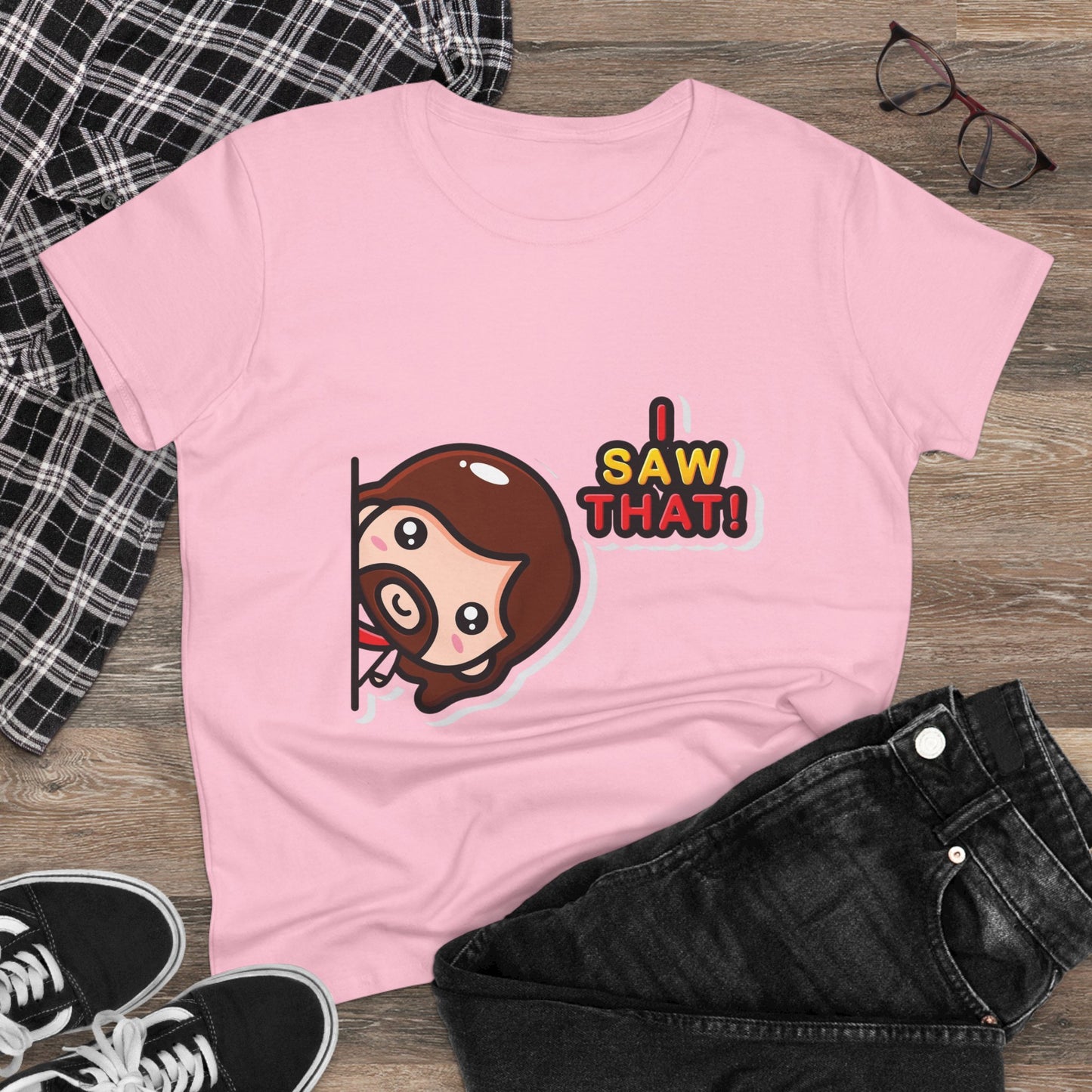 Funny Women’s Cotton Tee - 'I Saw That!' Graphic T-Shirt