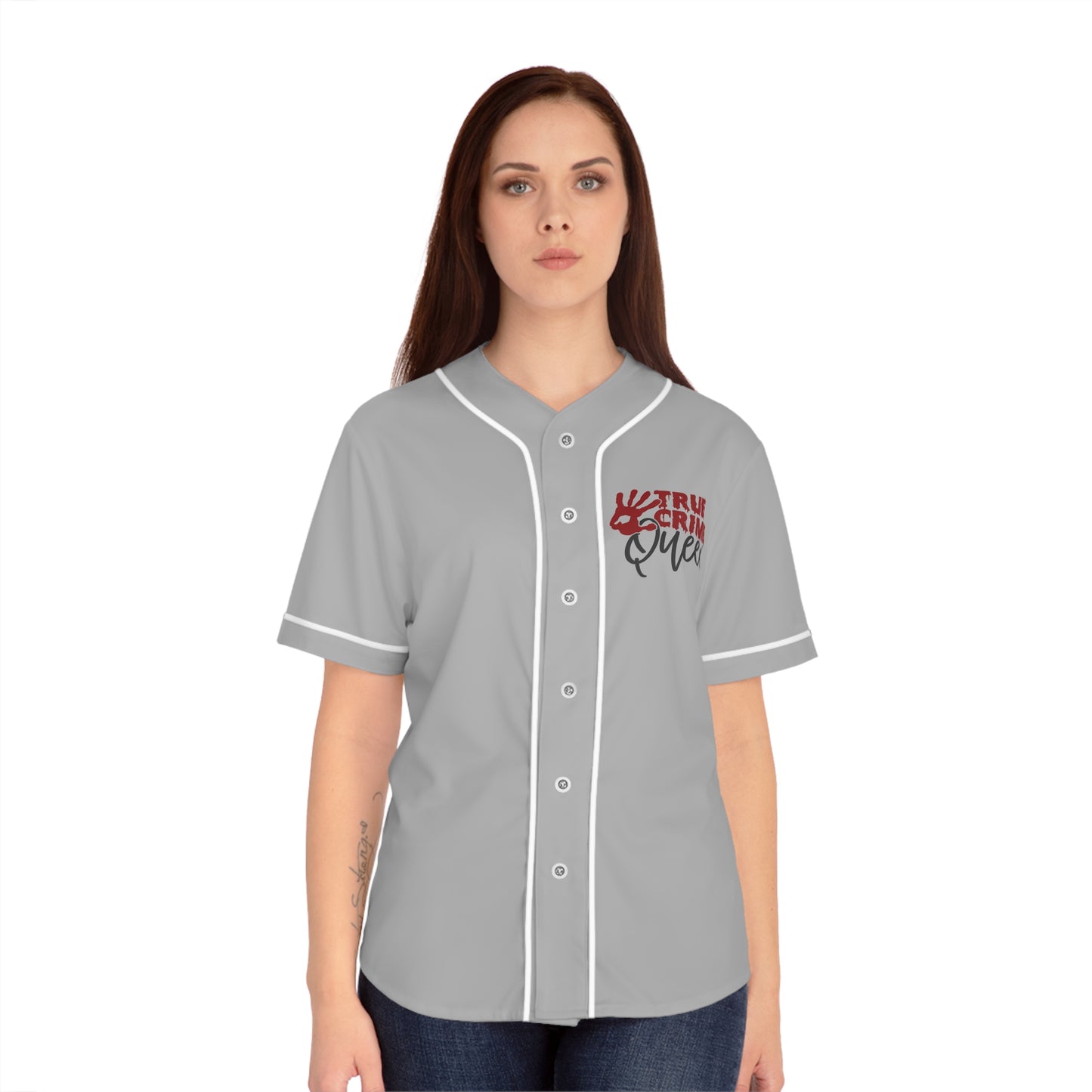 True Crime Queen Women's Baseball Jersey, Stylish Sports Tee, Casual Outfit, Summer Wardrobe, Gift for Crime Lovers, Fan Apparel