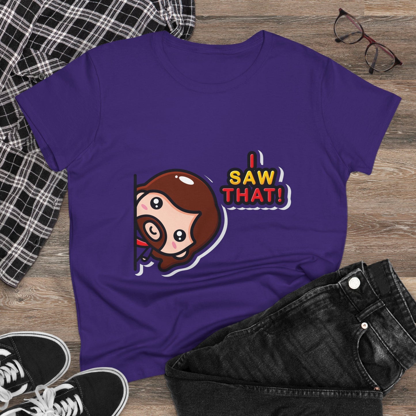 Funny Women’s Cotton Tee - 'I Saw That!' Graphic T-Shirt