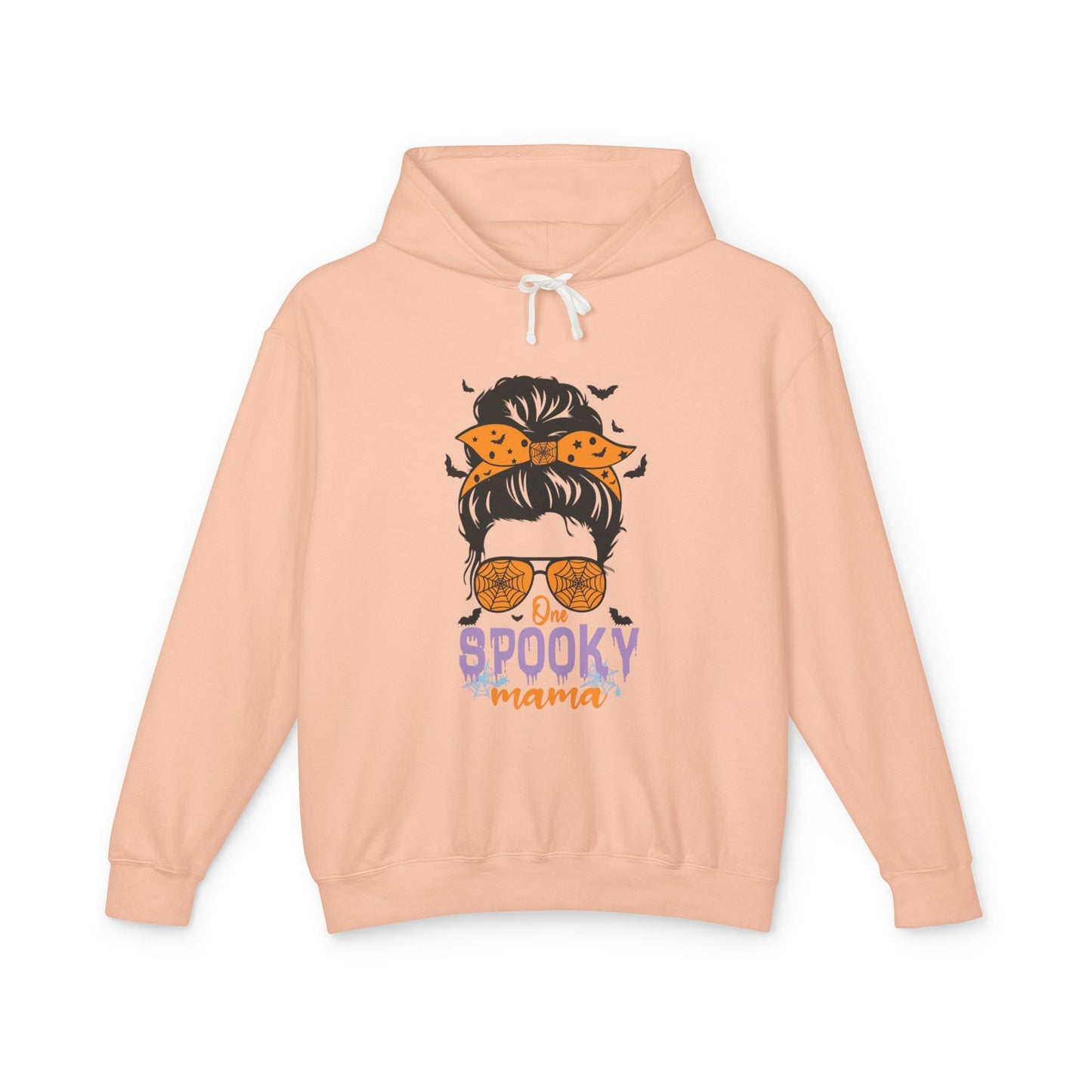 Spooky Mama Hoodie, Lightweight Sweatshirt for Halloween, Seasonal Casual Wear, Perfect Gift for Moms, Cozy Fall Fashion