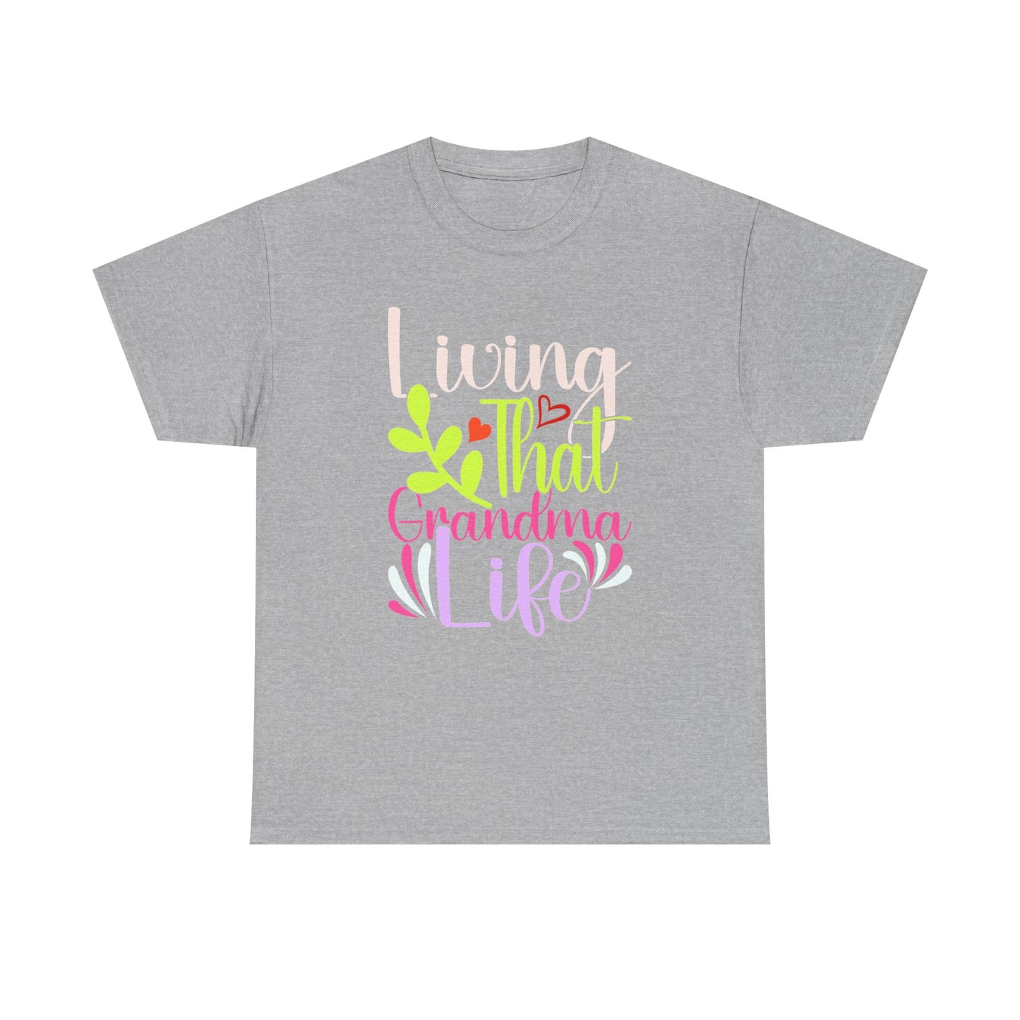 Living That Grandma Life Unisex Heavy Cotton Tee, Gift for Grandma, Cute Family Shirt, Mother's Day Tee, Casual Everyday Wear