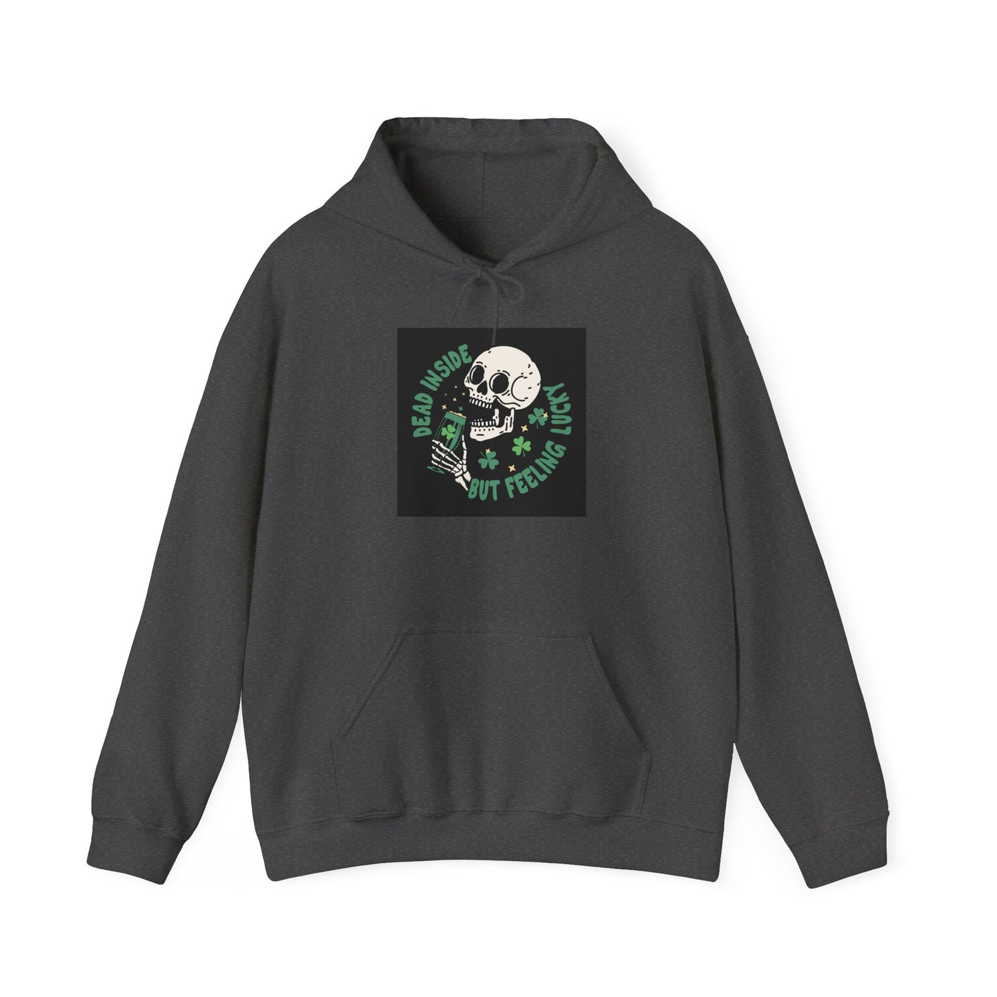 "Dead Inside but Feeling Lucky" Unisex Heavy Blend Hooded Sweatshirt - Perfect for Halloween & Casual Wear