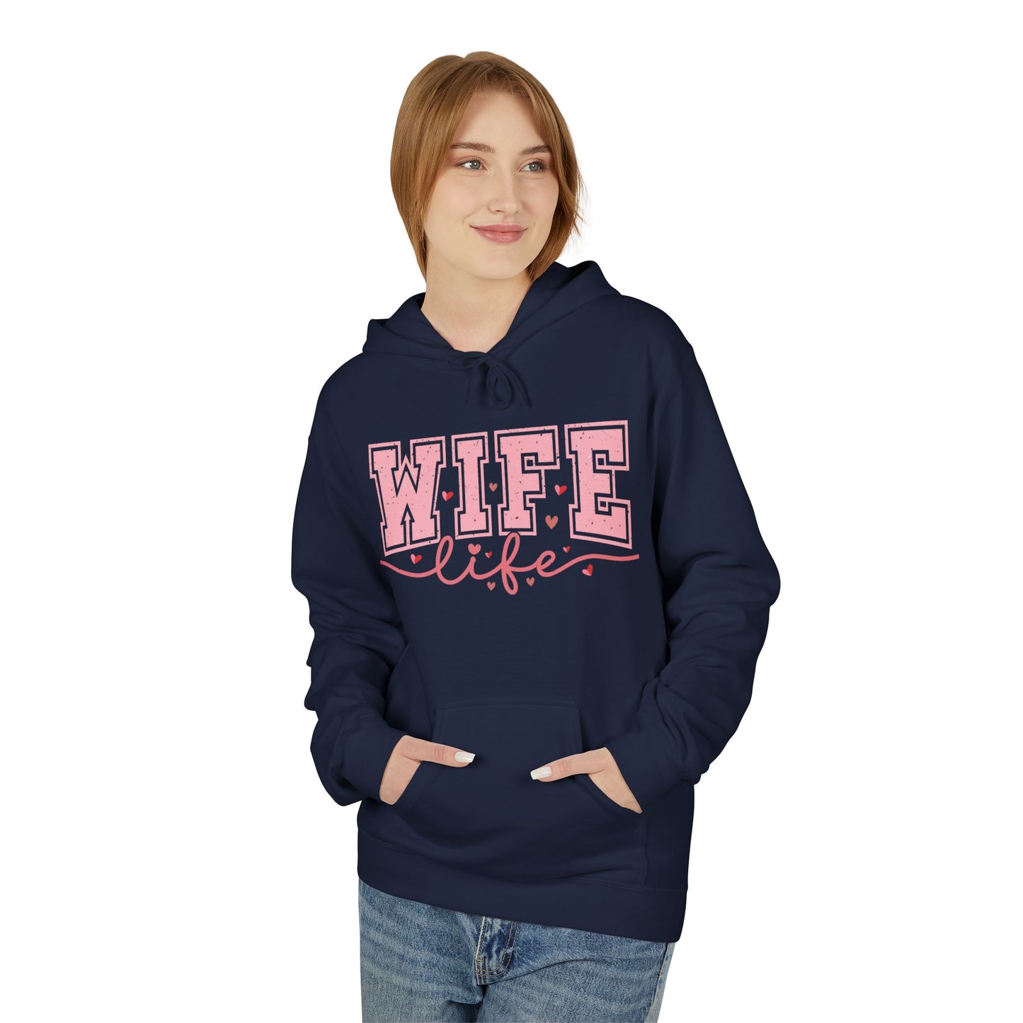 Wife Life Unisex Softstyle Fleece Hoodie | Cozy Gift for Her