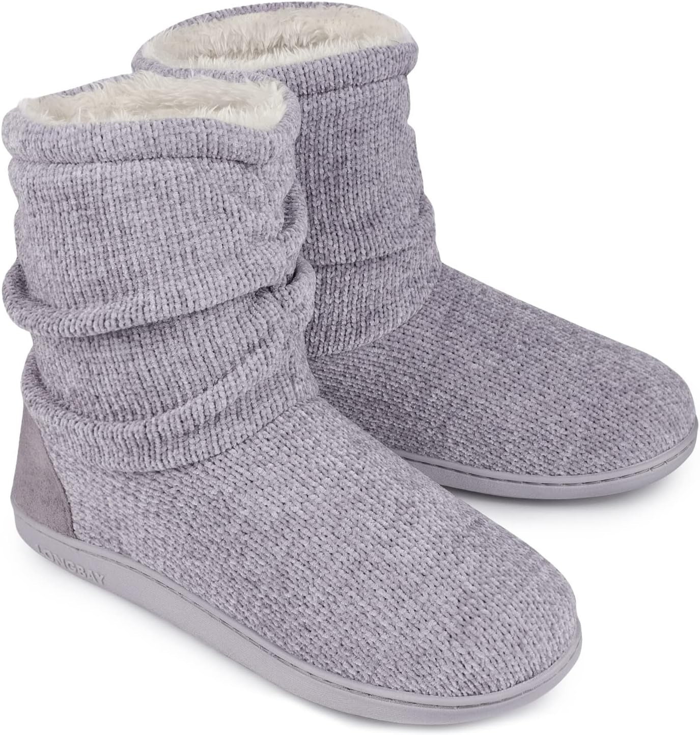 Women'S Chenille Knit Bootie Slippers Cute Plush Fleece Memory Foam House Shoes